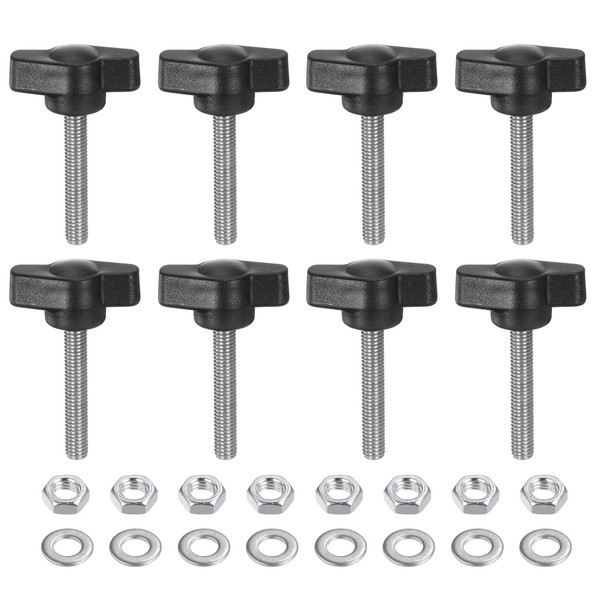 sourcing map 8pcs Tee Wing Knobs M5 x 30mm Metric