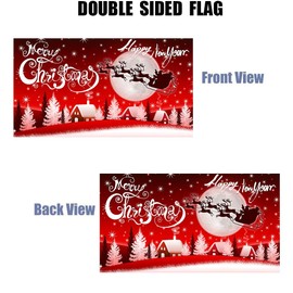 REIDFERR Merry Christmas Flag 3x5 Outdoor Double Sided - Merry Christmas and Happy New Year Flags Vivid Color Polyester Holiday Flag With Brass Grommets for Indoor Outdoor Decoration (Christmas Flag One)