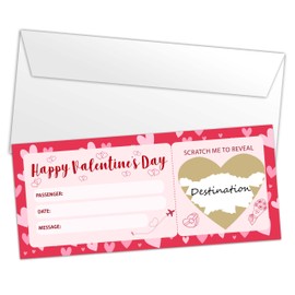 HMJKL Valentine's Day Boarding Pass Tickets with Envelope, Surprise Ticket Scratch Reveal Card for Valentine's Day Wedding Anniversary, DIY Valentine's Day Gifts for Couple (1 Set) -12