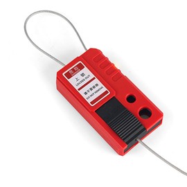 Saluaqui Lockout Tagout Cable Lock, Adjustable Stainless Steel Power Insulation Industrial Stainless Steel Cable Lock for Shutdown Maintenance, Red