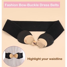 Women's Stretchy Belt Figure Flattered Elastic Waist Belt for Dress Belt for Women, black