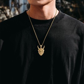 BREGO Men’s Halloween Costume Devil Skull Head Pendant Necklace