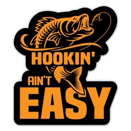 Hookin' Ain't Easy Stickers - 2 Pack - Waterproof Vinyl for Car, Phone, Water Bottle, Laptop - Funny Fishing Quote Decals (2-Pack)