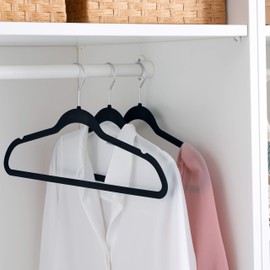 Simplify Slim Velvet Clothes Hangers | 25 Pack | Non-Slip | Shirts | Suit | Pants | Dresses | Garments | Closet Storage & Organization | Durable | Black