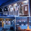 Minetom Christmas Snowflake Lights - 13ft 192LED Snowflake Icicle Lights