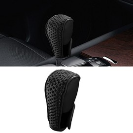 LAINLOY Car Gear Shift Knob Cover, Leather Automotive Stick Shifting Handle Knobs Protector, Anti-Slip Anti-Scratch Car Shifter Cover, Car Interior Decoration Universal for Truck, SUV, RV (Black)
