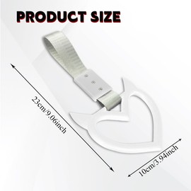 Lyxheth 2PCS Heart shaped Car Handle Straps, Heart Car Accessories, Ring Hearts Shaped Cars Hand Strap Drift Charm, Universal Handle Keychains Accessory Suitable for Cars Bus (White+silver)