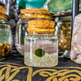 Small Marimo Moss Ball with Clear Quartz Crystals, 2" Height, 2" Diameter, 2 oz, Decorative Nature Plant Pet, Home Decor, Made in USA, Zebra Mussel-Free