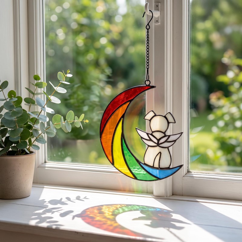 Elovara Acrylic Dog Memorial Suncatcher Window Hanging, Pet Loss Gifts
