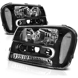 AUTOSAVER88 Headlight Assembly Compatible with 2002-2009 Trailblazer Replacement Black Housing Headlamp(Except Compatible with 2006-2009 LT models Pair)