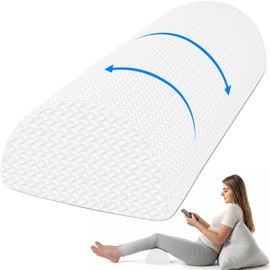 TranquilRelax Knee Pillow for Back Sleeping Memory Foam Half Moon Bolster Pillow for Legs, Under Knee Support, Ankle & Foot Comfort Orthopedic Pillow for Side Sleepers (White, 20.4" x 8" x 4.9")