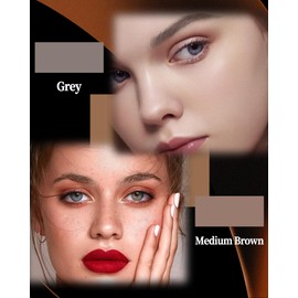 2-Color Eyebrow Powder Palette, Waterproof Long-Lasting Eye Brow Makeup Kit, Defined Brow Filler, Lightweight, Blendable, Natural Full Look for Sparse Eyebrows, with Brow Brush -02 Grey + Medium Brown