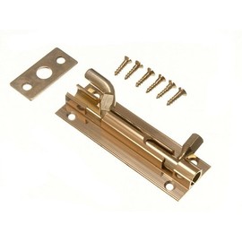 Door Barrel Slide Bolt Cranked Offset 75Mm 3 Inch Brass + Screws