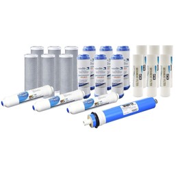 Replacement Filter Kit for 5 Stage Reverse Osmosis Water System w/ 100 GPD Membrane (3 year supply)