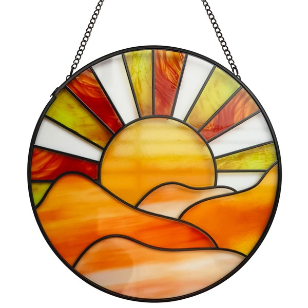 ZZHAOYI Sunrise Sun Catcher Stained Glass Window Hanging, 20cm Suncatchers