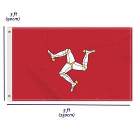 3×5 FT Isle of Man Flag, Large 100D British Manx Outdoor Banner,Doube Side Printing Decor For Patio Garden With Brass Gromment