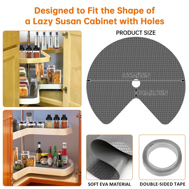 Lconvicely 2 Pack 26In Lazy Susan Shelf Liner, Upgraded Composite
