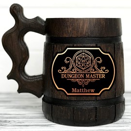 Dungeon Master Mug. Dungeons & Dragons Mug. Gamer Mug. Wooden Beer Tankard. Gift for Boyfriend. Wood Stein Wooden Beer Mug. D&D Tankard. Geek Gift. Gifts for Gamer. Gift for Him #161/0.6L / 22 ounces