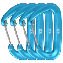 Azarxis 12 kN Carabiner Clips, 4 Pack Heavy Duty Carabiners Clip Rated 2697 LBS Lightweight for Hammock, Camping, Hiking, Backpack, Dog Leash, Gym (Blue)