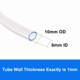 QuQuyi PVC Vinyl Tubing Lightweight Grade Clear Plastic Tube, 8mm ID X 10mm OD PVC Tube Flexible Plastic Hose Line Pipe Oil Resistant Multipurpose Vinyl Hose, BPA Free，3.3FT