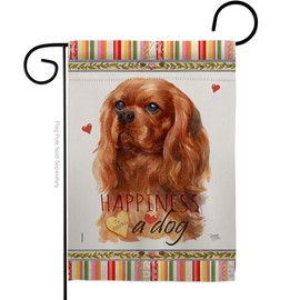 Ruby Cavalier King Spaniel Happiness Garden Flag Animals Dog Puppy Spoiled Paw Canine Fur Pet Nature Farm Animal Creature Small Decorative Gift Yard House Banner Double-Sided Made In USA 13 X 18.5