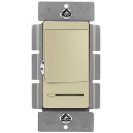 TOPGREENER in Wall Slide Dimmer Switch, for 150W Dimmable LED, 600W Incandescent/Halogen, Single Pole or 3 Way, 120V 60Hz, No Neutral Wire Required, UL Listed, TGDMDS-120-I, Ivory