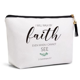 Christian Gifts for Women Religious Gifts Inspirational Bible Verse Scripture Christian Graduation Gifts for Her Birthday I Will Walk by Faith Even When I Cannot See Makeup Bag Travel Toiletries Bags