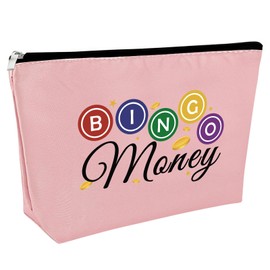 Pink Cosmetic Pouch - Bingo & Casino Themed Makeup Bag - Travel & Gift Ready