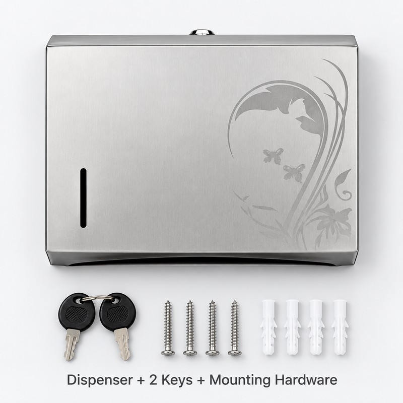 Gold Metal Wall-Mounted Tissue and Paper Towel Holder Box for