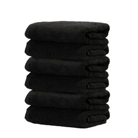 Ôhm - Terry Cloth Towel Set - 6 Extra Fluffy & Soft Bath Towels - 24x48 Inch - for Home, Hotel & Spa Turkish Cotton & Oeko-TEX Certified - Black