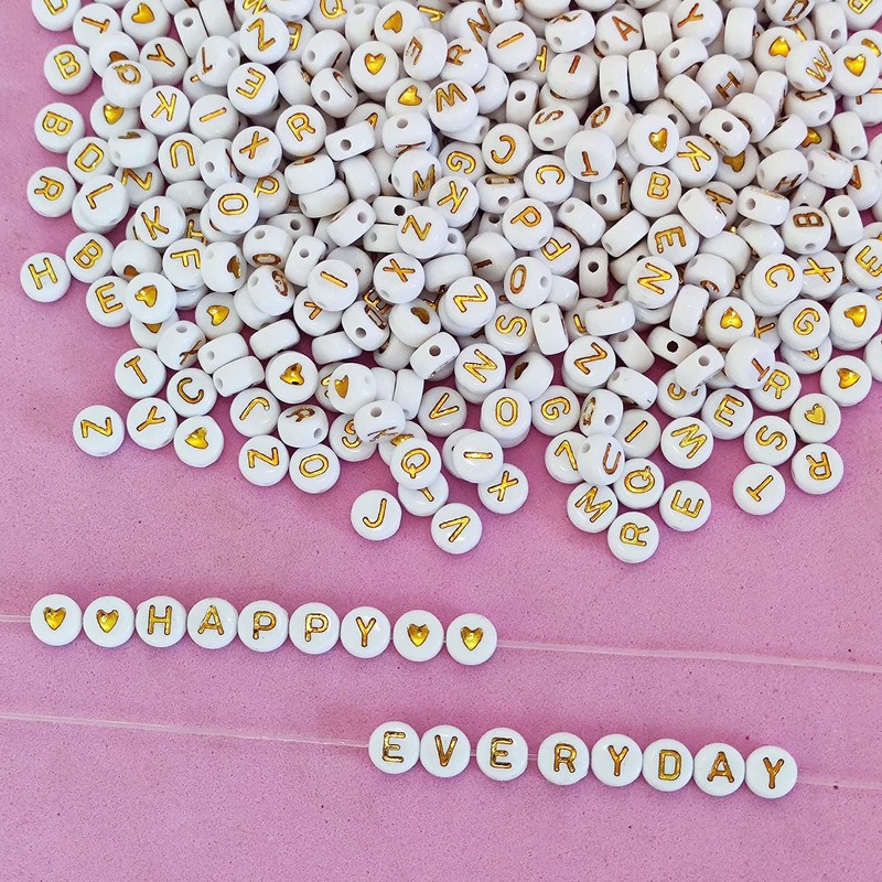 Pack of 1400 Round Letter Beads for Threading 7 x