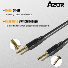 AZOR Pro Audio Guitar Cable 10ft with Dual Mute Plug Ends, Ideal for Instrument Guitar, Bass, Microphone, Strings - High Fidelity, Long Lasting Guitar Cable 1/4 Inch 6.35mm, Straight to Straight