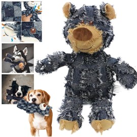 Indestructible Robust Bear Dog Toy - Dog Companion for Heavy Chewers, Squeaky Dog Toys for Aggressive Chewers, Unbreakable Stuffed Plush Dog Toys for Heavy Chewers - Forever Friend for Dog (Navy, L)