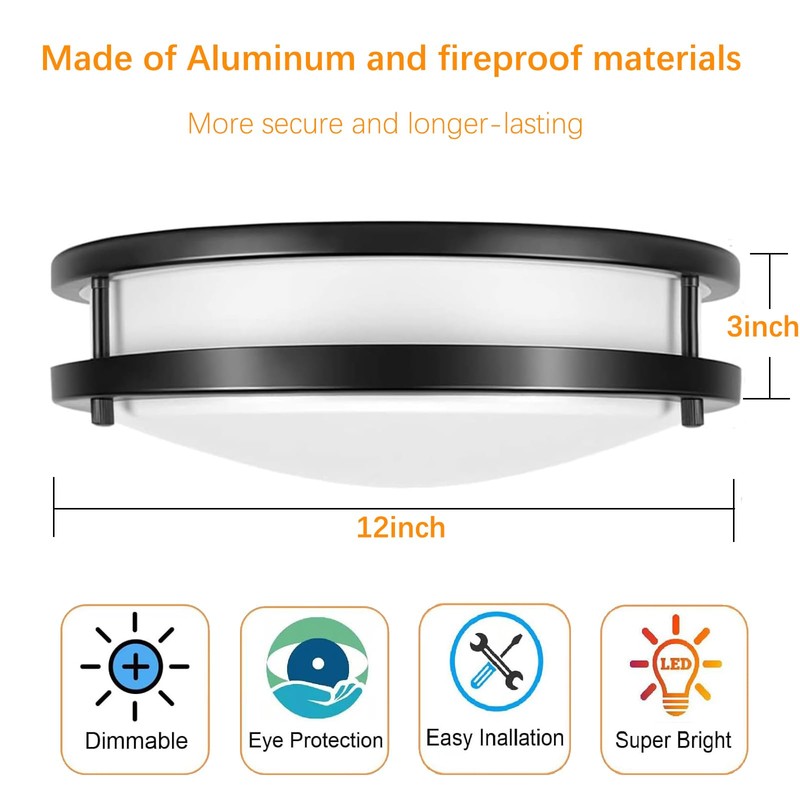 Drosbey 36W Dimmable LED Flush Mount Ceiling Light Fixture, Kitchen