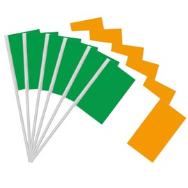 Lizzy 6 x Ireland Hand Flag (29cm x 17cm) with Reusable Plastic Stick | Hand Held Irish Flags for St. Patrick's Day Parade Six Nations Rugby Euro World Cup Football Party Decorations (6)