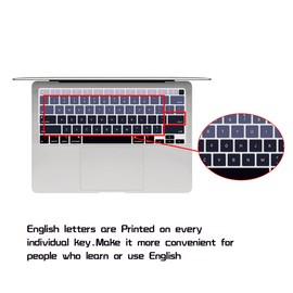 HRH Ultra Thin Silicone Keyboard Cover Skin for MacBook Air 13 Inch 2020 with Touch ID (MODLE A2179 and A2337 M1 Chip, US Layout) Keyboard Accessories Protector-Ombre Gray