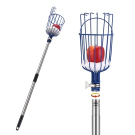 Oak Leaf Fruit Picker, 13 FT Picker Pole with Basket, Length Adjustable Apple Orange Picker Tool Tree Fruit Catcher with Lightweight Stainless Steel Connecting Pole, Foam Pad, 2 Metal Clamp(Upgraded)