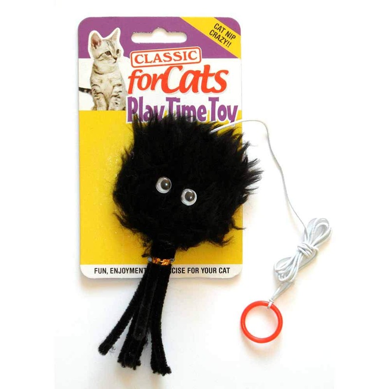 Classic Pet Products Furry Spider Cat Toy, Black