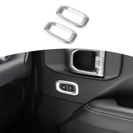 RT-TCZ for Wrangler JL Door Lock Switch Button Trim Cover Silver for Jeep Wrangler JL JLU Gladiator JT 2018-2024 Silver Interior Accessories 2pcs