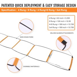 ALPHAWORX Agility Ladder, Agility Training Equipment, Soccer Speed Ladder, Football Footwork Ladder, Workout Ladder for Kid Adult, Foldable Instant Set-up & Tangle-Free & Carry Bag (8 Rung)