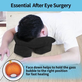Auliaory Face Down Pillow for Sleeping - Face Down Pillow After Eye Surgery, BBL Pillow for Sleeping, Face Down Prone Cushion, Home Massage Pillow, Vitrectomy Retinal Recovery Equipment, Black
