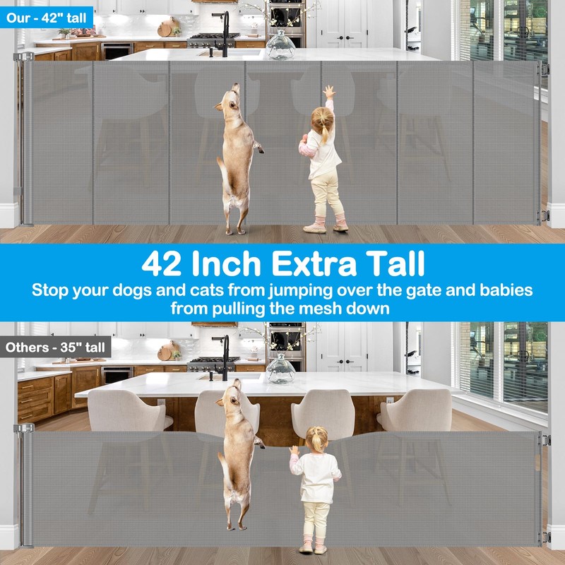 Reinforced 42" Extra Tall X 120" Extra Wide Retractable Dog