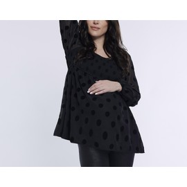 Motherhood Maternity Women's Long Sleeve Smocked Babydoll Top, Black