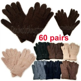 Magic 60 Pairs Men Women Fuzzy Cozy Warm Magic Winter Gloves Knit Bulk Wholesale Lots