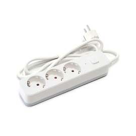 German L-Series 3-Way Power Strip with Switch, 5 m 3G Cable, 1.5 mm² in Elegant White and Grey, Perfect for Any Room, Ensures Comfort and Safety