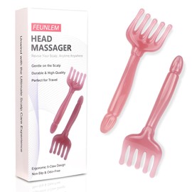 FEUNLEM Resin Head Massager Comb - 2Pack Portable Handheld Scalp Massage Tool, Five Claw Design for Hair Growth & Stress Relief, Gifts for Women/Men, Home Relaxation & Travel Essentials (Pink-Purple)