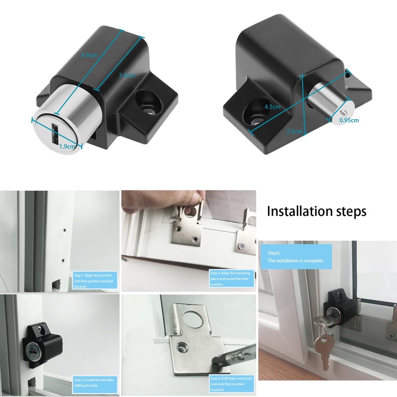 SG Store 2pcs Sliding Door Window Lock Sliding Patio Lock