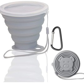 Collapsible Cup - Silicone Foldable Cup-Expandable Folding Drinking Cup -Reusable Portable Mugs Cup For Travel, Camping, Hiking, Survival, Car, Picnic, Beach, Holiday Vacation, Outdoor Sports Grey