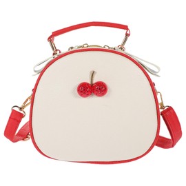 VALICLUD Shoulder Bag Crossbody Cherry Shoulder Bag Money Bag Handle Bag for Gil (Beige Red) Data, Beige and red