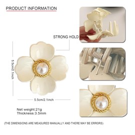 6Pcs Flower Claw Clips Nonslip Hair Clips Hawaiian Flower Clips Strong Hold Big Hair Claw Clips for Thick and Thin Hair for Women Medium Thick Hair Hair Claw Accessories